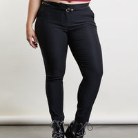 Curve Skinny Belted Pants Plus Size Bottoms -2020AVE