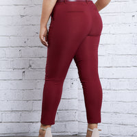 Curve Skinny Belted Pants Plus Size Bottoms -2020AVE