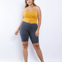 Curve Sporty Girl Biker Shorts Plus Size Bottoms Charcoal 1XL -2020AVE