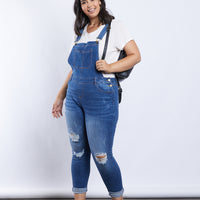 Curve Stella Denim Overalls Plus Size Rompers + Jumpsuits Medium Blue 1XL -2020AVE