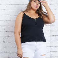 Curve Take It Easy Tank Plus Size Tops Black 1XL -2020AVE