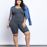 Curve Tank Bermuda Jumpsuit Plus Size Rompers + Jumpsuits Charcoal 1XL -2020AVE