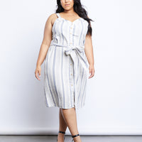 Curve The Sweet Escape Striped Midi Dress Plus Size Dresses Navy 1XL -2020AVE