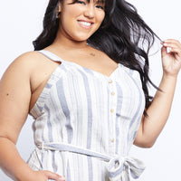 Curve The Sweet Escape Striped Midi Dress Plus Size Dresses -2020AVE