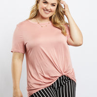Curve Twisted Tee Plus Size Tops Blush 1XL -2020AVE