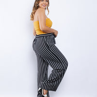 Curve Wide Leg Striped Pants Plus Size Bottoms -2020AVE