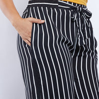 Curve Wide Leg Striped Pants Plus Size Bottoms -2020AVE