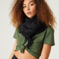 Queenie Plush Blanket Scarf Accessories Black One Size -2020AVE