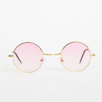 Round Retro Two-Toned Sunglasses Accessories Pink One Size -2020AVE