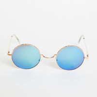Round Retro Two-Toned Sunglasses Accessories Blue One Size -2020AVE