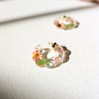 Scalloped Resin Floral Earrings Jewelry Pink One Size -2020AVE