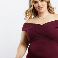 Curve Wrap Around Off The Shoulder Dress Plus Size Dresses -2020AVE