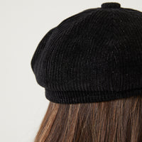 Velvet Pinstripe Cabby Hat Accessories Black One Size -2020AVE