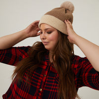 Two-Tone Ribbed Hat Accessories Taupe -2020AVE