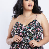 Curve Spring Fling Floral Romper Plus Size Rompers + Jumpsuits -2020AVE