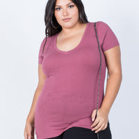 Curve Casual Day Tee Plus Size Tops Mauve 1XL -2020AVE