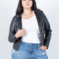 Curve Effortless Leather Jacket Plus Size Outerwear -2020AVE
