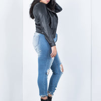Curve Effortless Leather Jacket Plus Size Outerwear -2020AVE