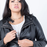 Curve Effortless Leather Jacket Plus Size Outerwear -2020AVE