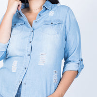 Curve Feelin' Torn Shirt Plus Size Tops -2020AVE