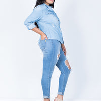 Curve Feelin' Torn Shirt Plus Size Tops -2020AVE