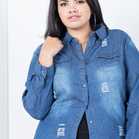 Curve Feelin' Torn Shirt Plus Size Tops -2020AVE