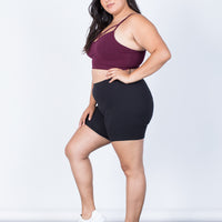 Black Plus Size Gym Time Shorts - Side View