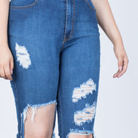 Curve High Waisted Cuffed Denim Jeans Plus Size Bottoms -2020AVE