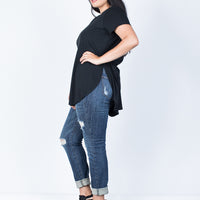 Side View of Plus Size Jamie Slit Tee