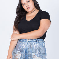 Curve Laidback Tee Plus Size Tops Black 1XL -2020AVE