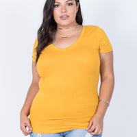 Curve Laidback Tee Plus Size Tops Mustard 1XL -2020AVE