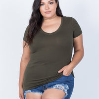 Curve Laidback Tee Plus Size Tops Olive 1XL -2020AVE