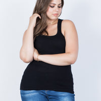 Curve So Comfy Basic Tank Plus Size Tops Black 1XL -2020AVE