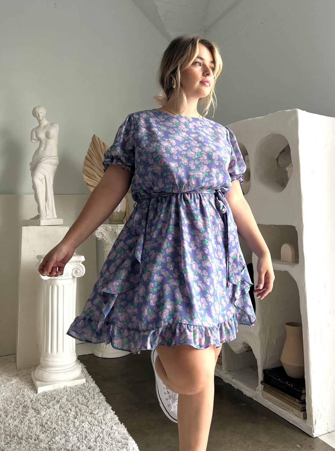 Plus Size Floral Ruffle Trim Dress 2020AVE Plus Size Floral Ruffle Trim Dress 2020AVE