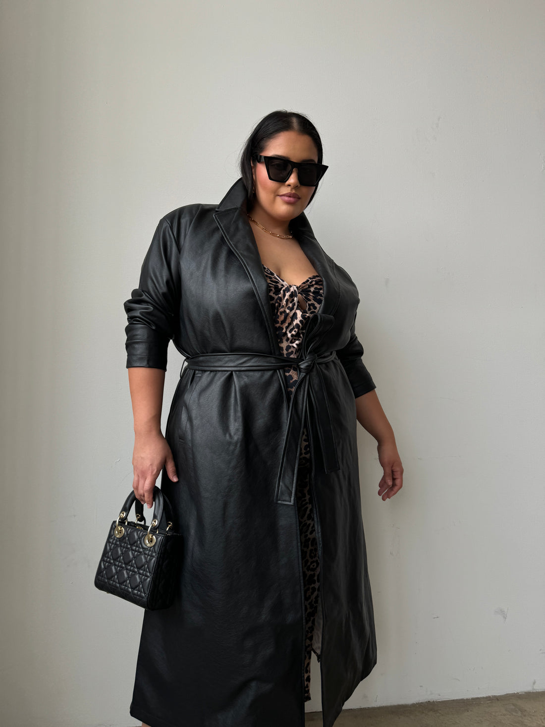 Plus Size Faux Leather Trench Coat Plus Size Faux Leather Trench Coat