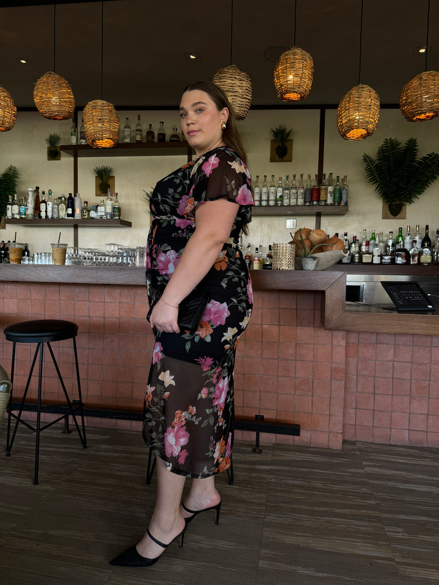 Plus Size Floral Print Mesh Dress 2020AVE Plus Size Floral Print Mesh Dress 2020AVE