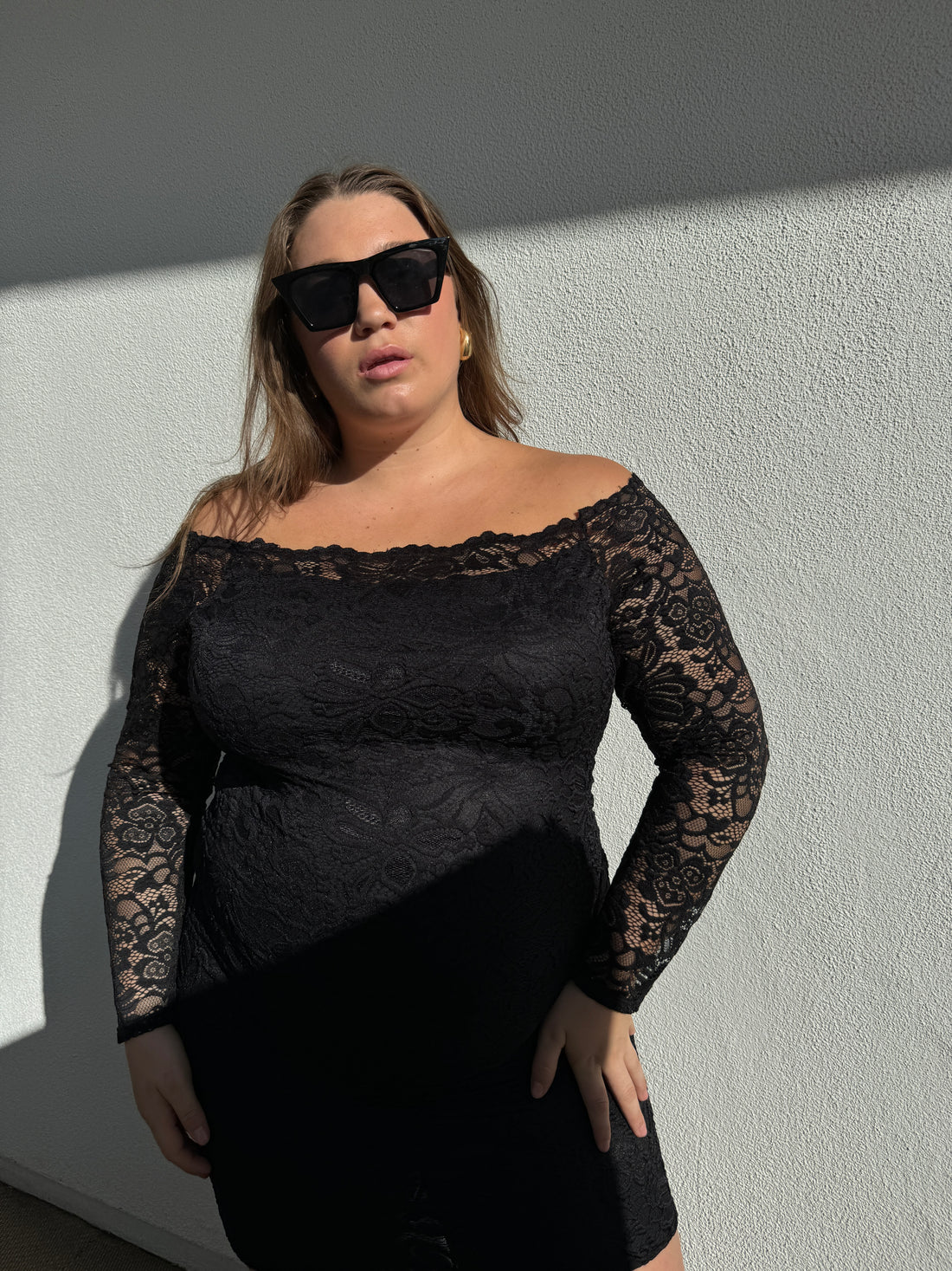 Plus Size Off The Shoulder Lace Mini Dress 2020AVE Plus Size Off The Shoulder Lace Mini Dress 2020AVE