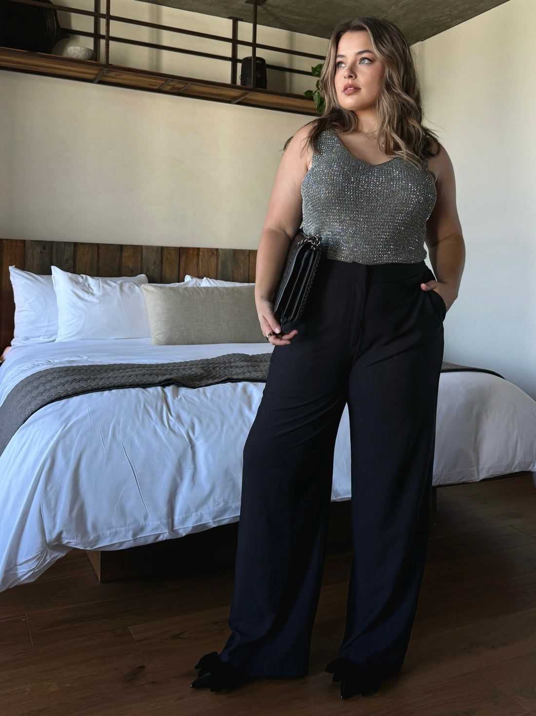 Plus Size Flowy Wide Leg Trousers - Main Image