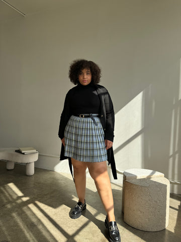 Plus Size Plaid Pleated Skirt Plus Size Bottoms -2020AVE