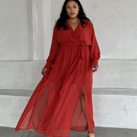 Plus Size Chiffon Long Sleeve Maxi Dress Plus Size Dresses -2020AVE