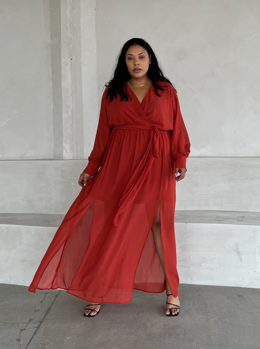 Plus Size Chiffon Long Sleeve Maxi Dress 2020AVE Plus Size Chiffon Long Sleeve Maxi Dress 2020AVE