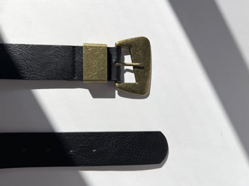 Plus Size Classic Brass Buckle Belt Black