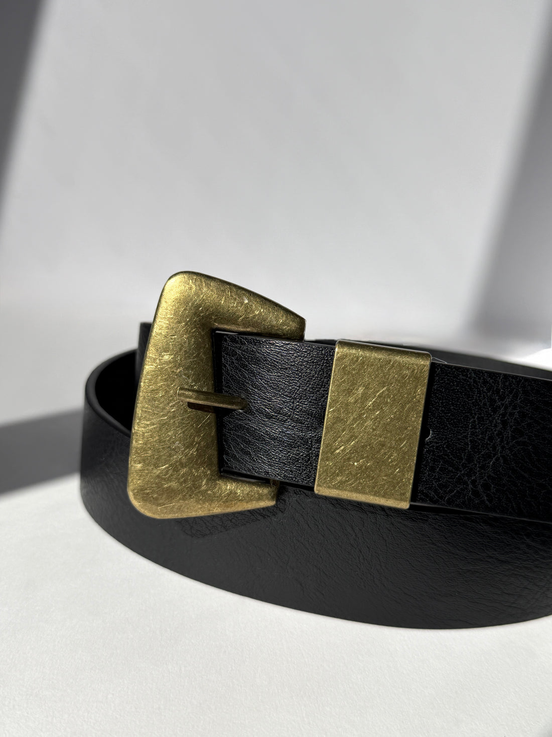 Plus Size Classic Brass Buckle Belt Black