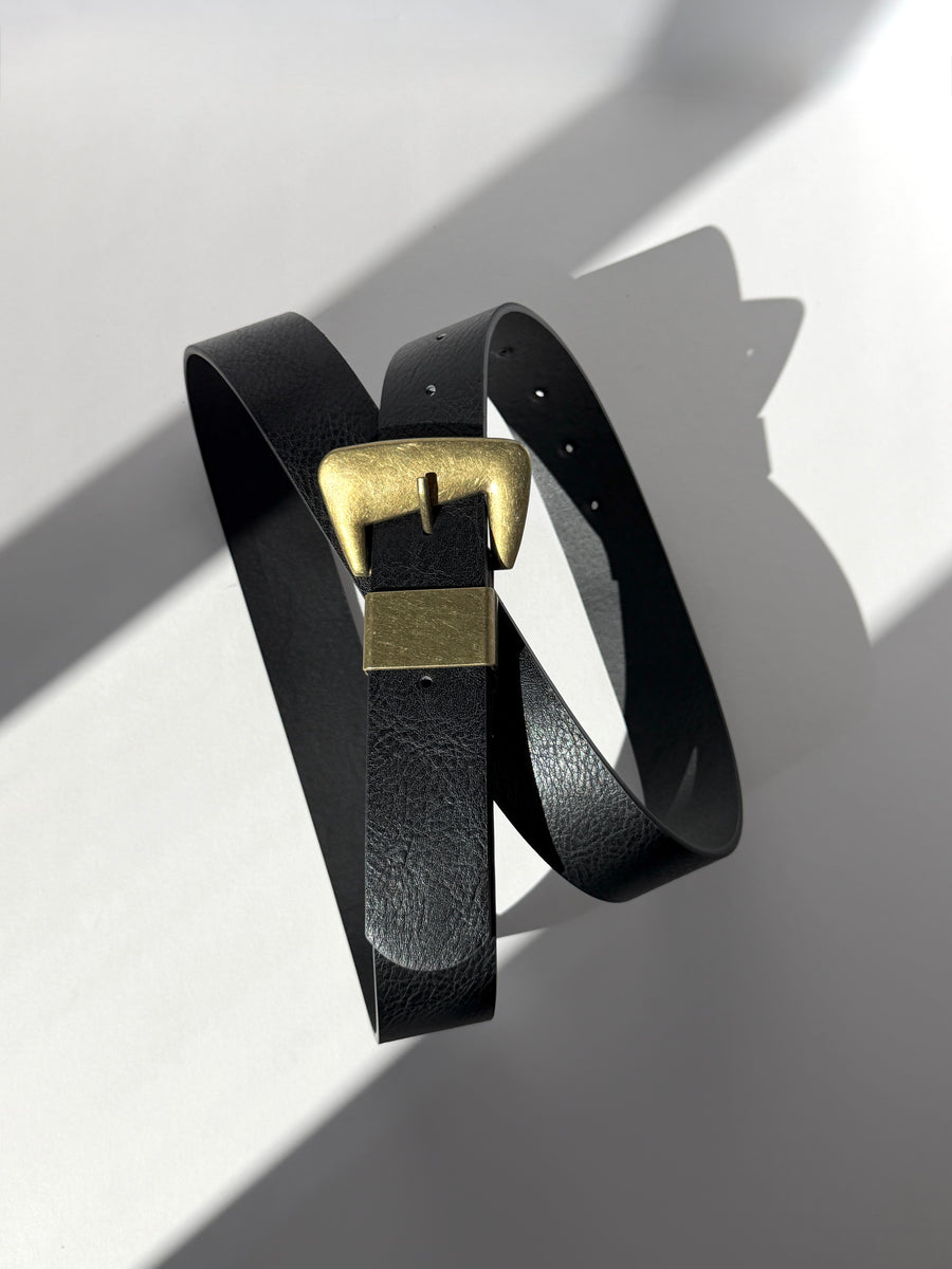 Plus Size Classic Brass Buckle Belt Black