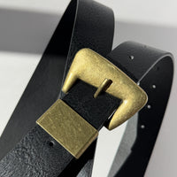 Plus Size Classic Brass Buckle Belt Black