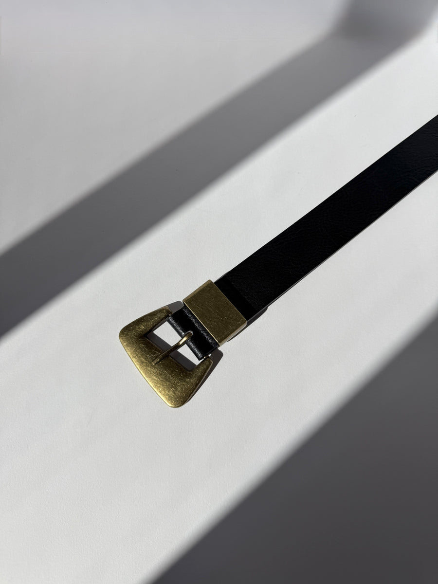 Plus Size Classic Brass Buckle Belt Black