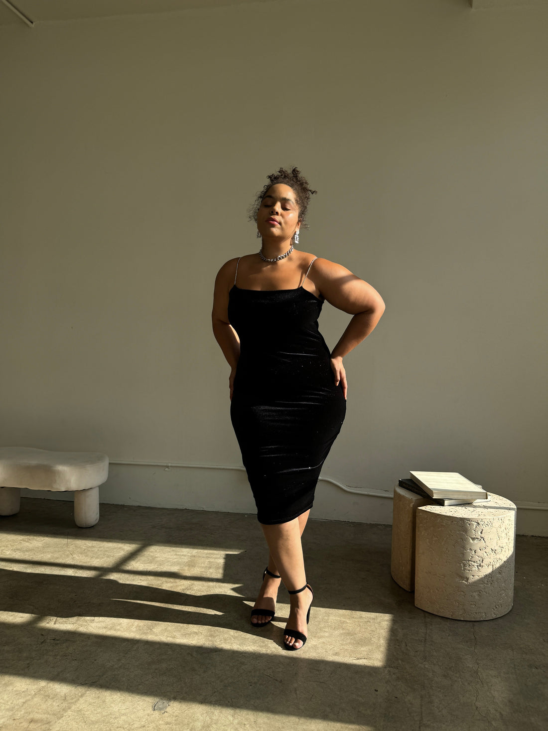 Plus Size Crystal Strap Sparkle Midi Dress 2020AVE Plus Size Crystal Strap Sparkle Midi Dress 2020AVE