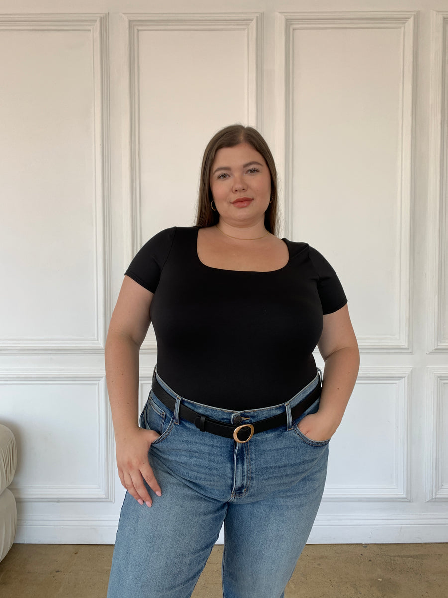 Plus Size Double Layer Cropped Tee Plus Size Tops Black 1XL -2020AVE