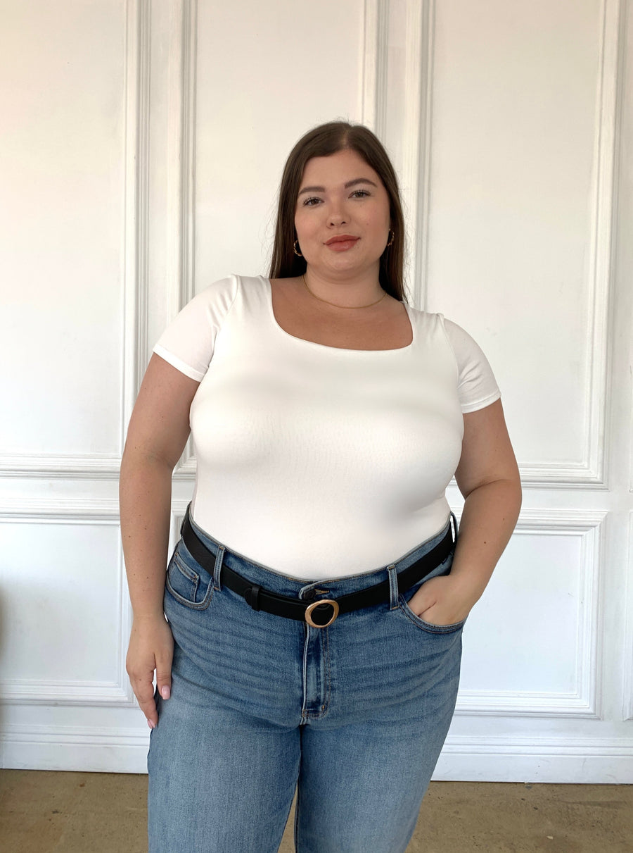 Plus Size Double Layer Cropped Tee Plus Size Tops White 1XL -2020AVE