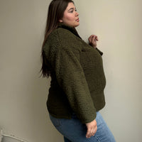 Plus Size Half Zip Teddy Pullover Plus Size Outerwear -2020AVE